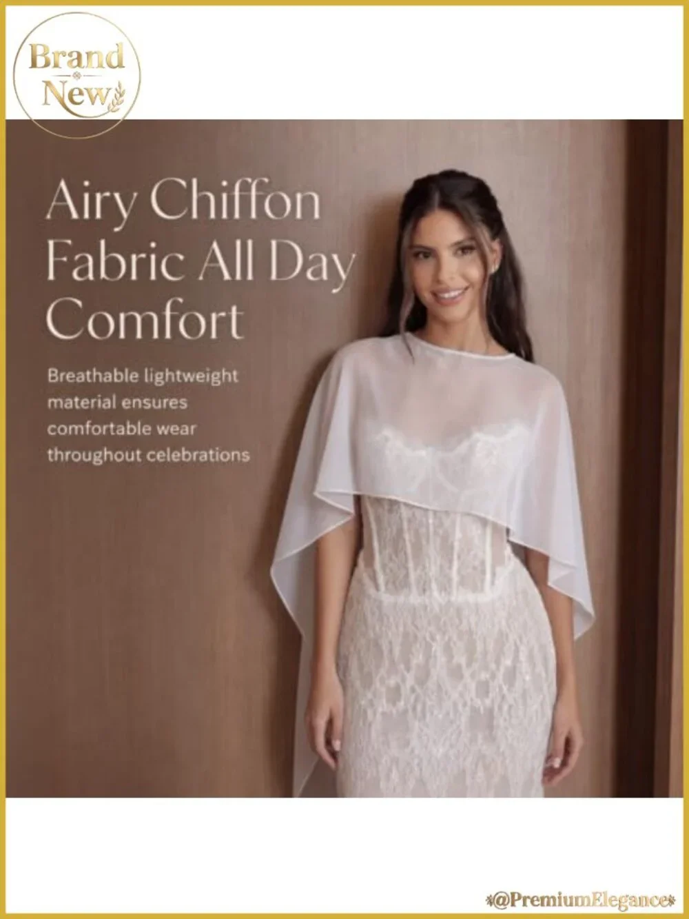 Chiffon Shawl Wrap Cape Asymmetric Front Short Back Long Bridal Cover Up
